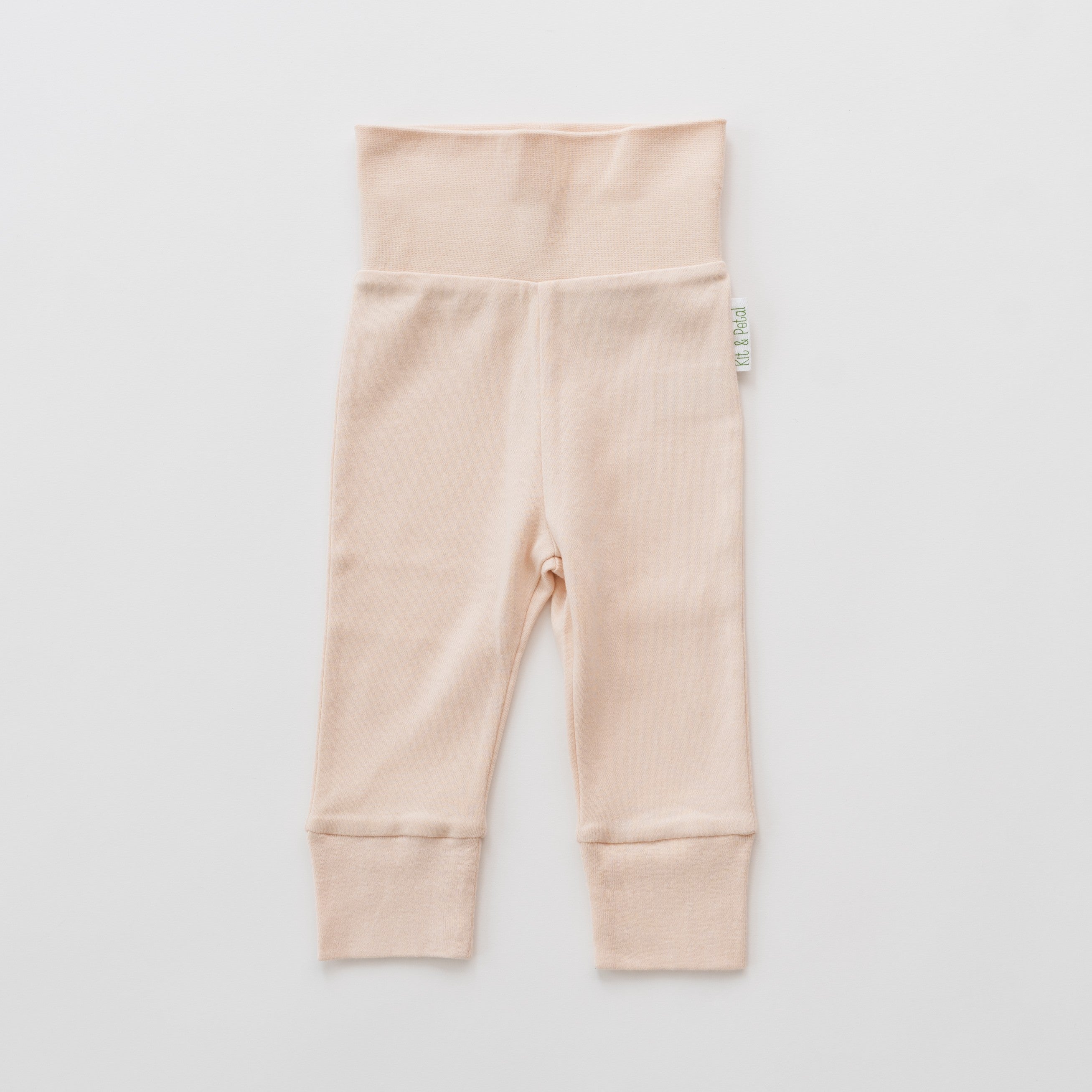 Organic cotton baby fold-over pants in rosy peach