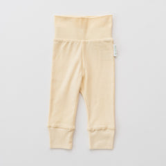 Organic cotton baby fold-over pants in sunny yellow