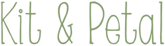 Kit & Petal logo in green font with white background