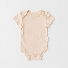 Organic cotton baby short sleeve bodysuit in rosy peach