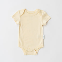 Organic cotton baby short sleeve bodysuit in sunny yellow