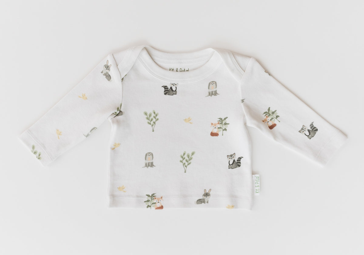 Long sleeve shirt with forest friends animal print