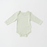 Organic cotton baby long sleeve bodysuit in leafy green