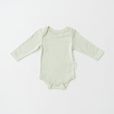 Organic cotton baby long sleeve bodysuit in leafy green