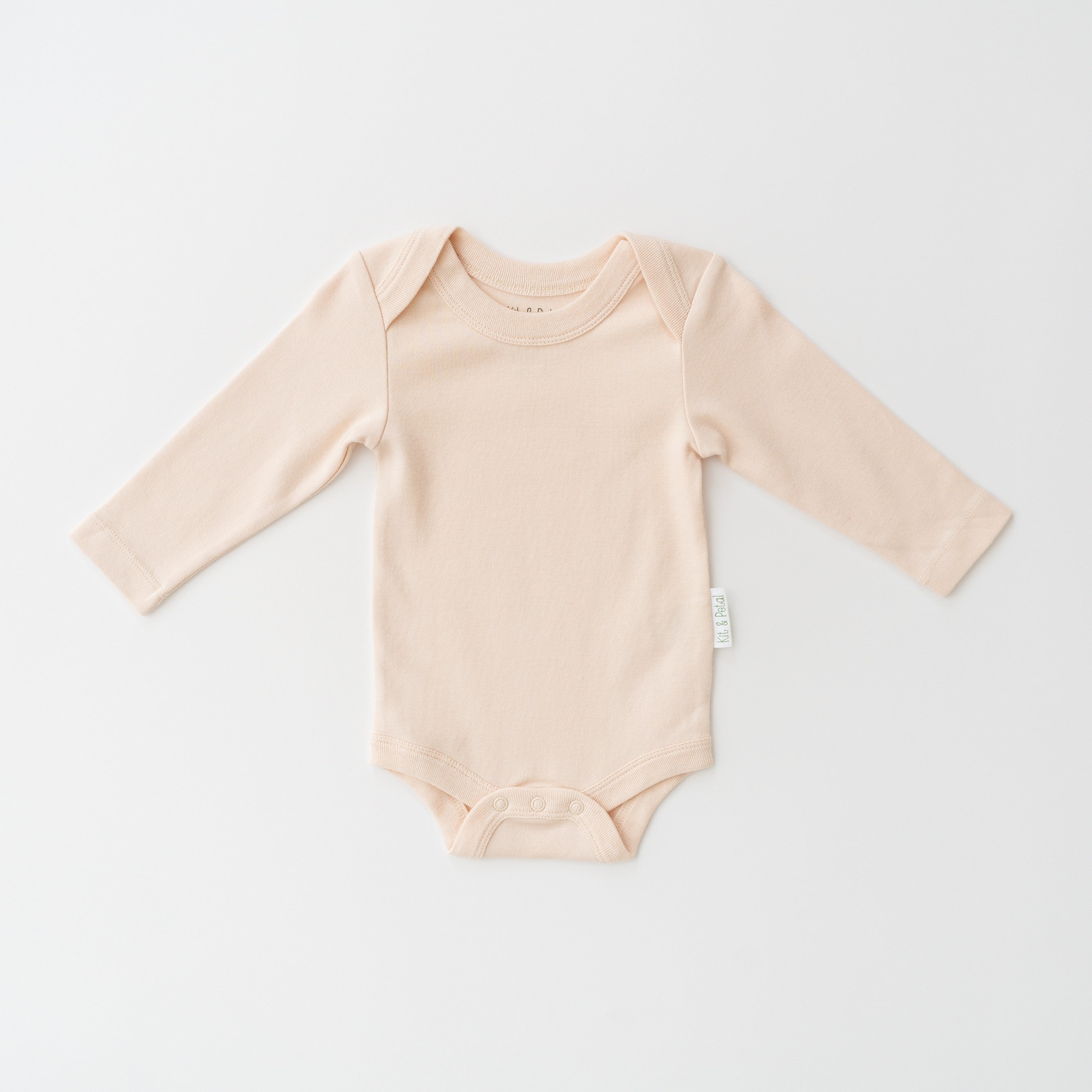 Organic cotton baby long sleeve bodysuit in rosy peach