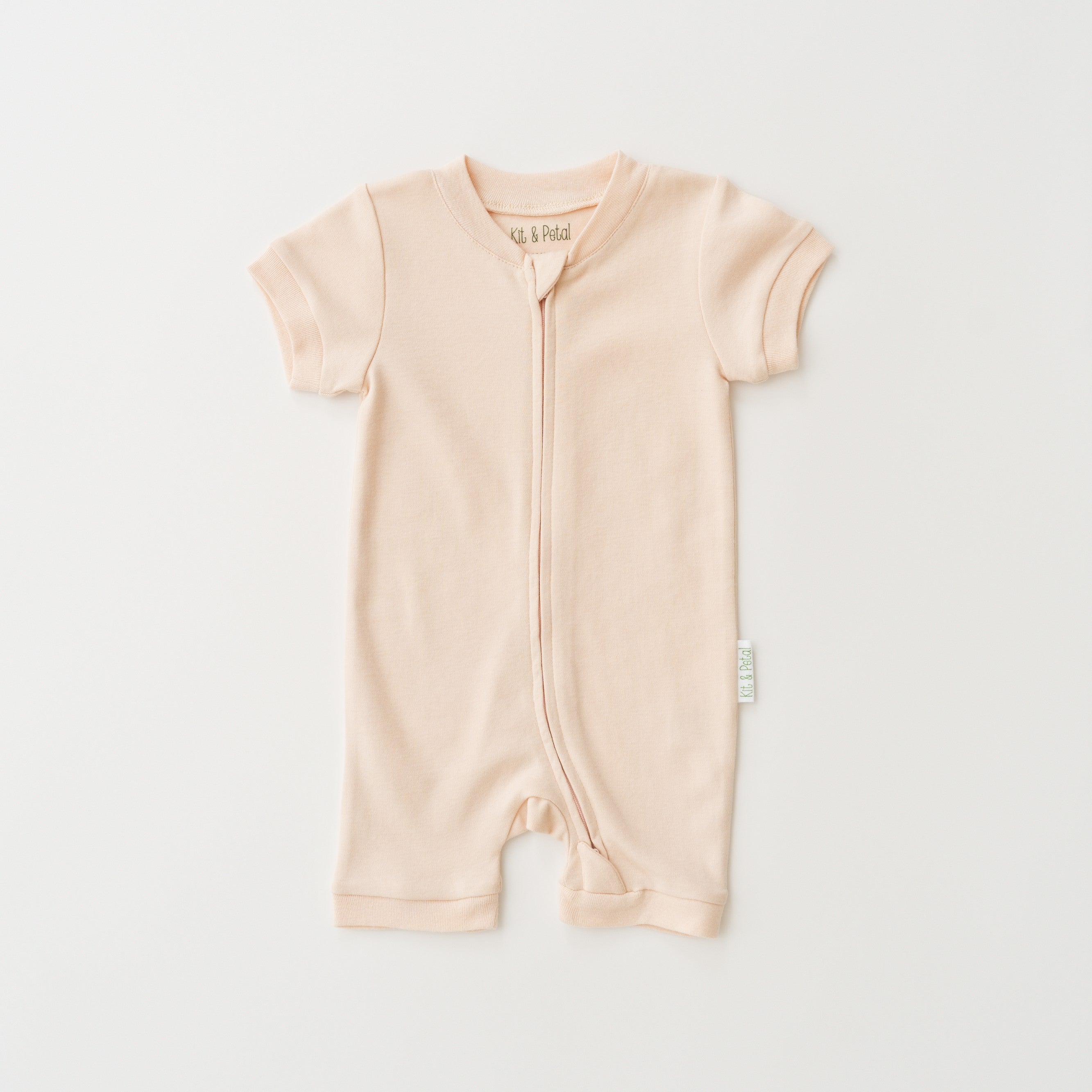 Rosy Peach organic cotton baby short sleeve romper.