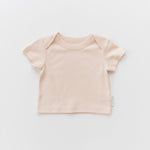 Rosy Peach organic cotton baby short sleeve shirt.