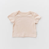 Rosy Peach organic cotton baby short sleeve shirt.