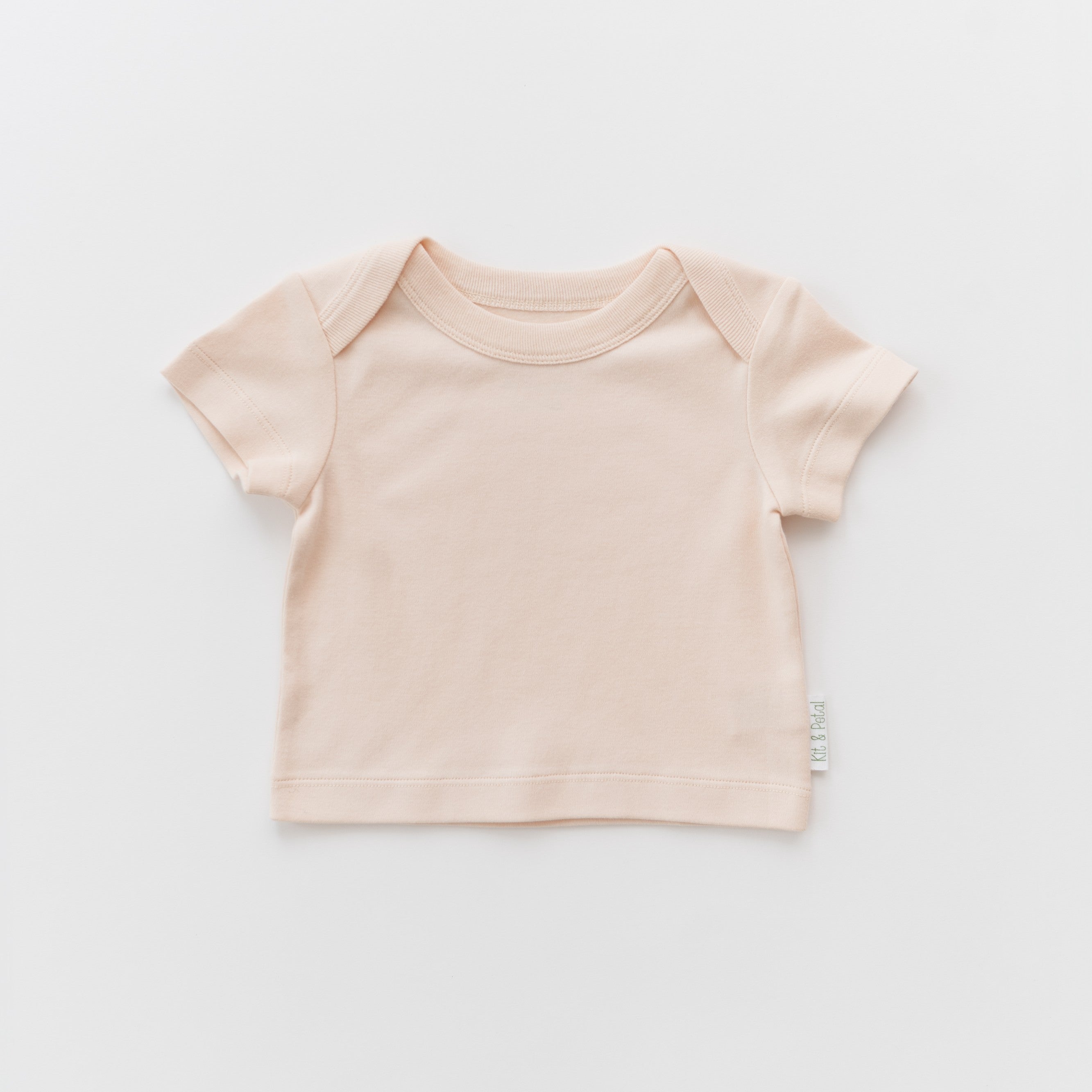 Rosy Peach organic cotton baby short sleeve shirt.