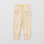 Organic cotton baby fold-over pants in sunny yellow