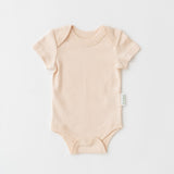 Organic cotton baby short sleeve bodysuit in rosy peach